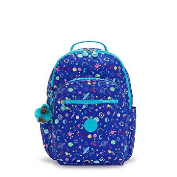 Kipling Seoul Large Printed 15" Backpack Laptoptassen Donkerblauw | BE 1664BE